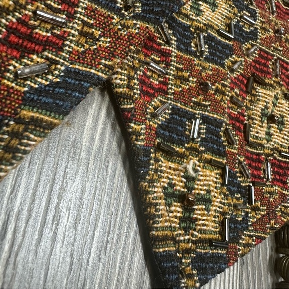 Vintage Carole Little Tapestry Beaded Detail Boho Festival Vest Size L - Picture 7 of 8